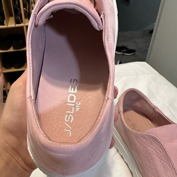 Like new J Slides NYC leather slip on platform sneaker shoes 6.5 pink white NWT - Picture 4 of 16